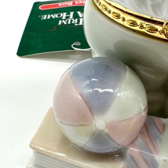 Large Teddy Bear & Toys Trinket Box Christmas Trim A Home K-Mart Vintage - Picture 7 of 14